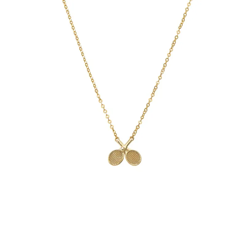 Mini CZ Double Tennis Racket Pendant Necklace sold by Adina Eden's