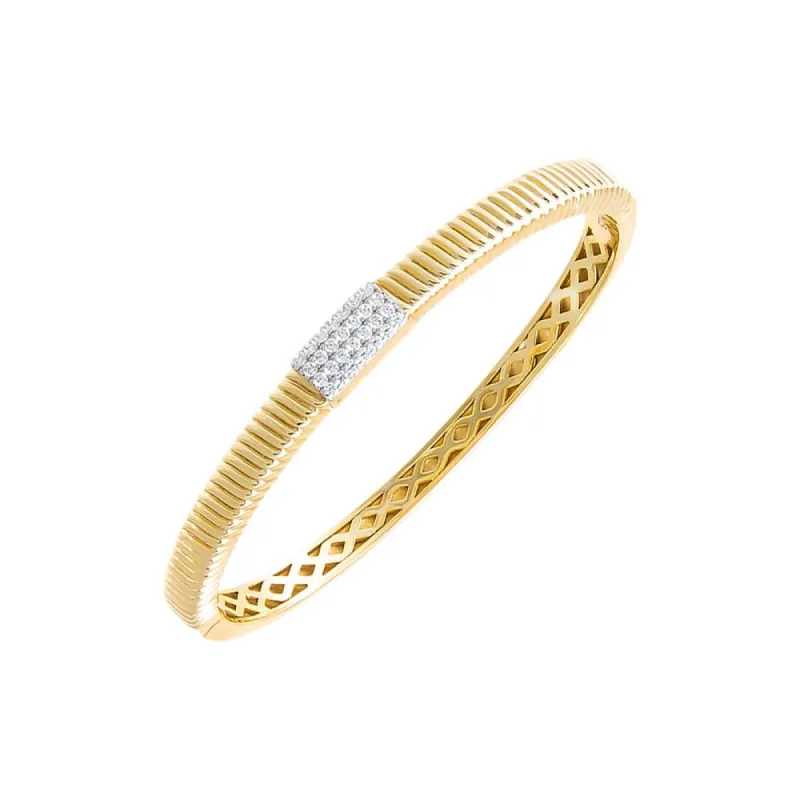 Pave Square Ridged Bangle Bracelet sold by Adina Eden's