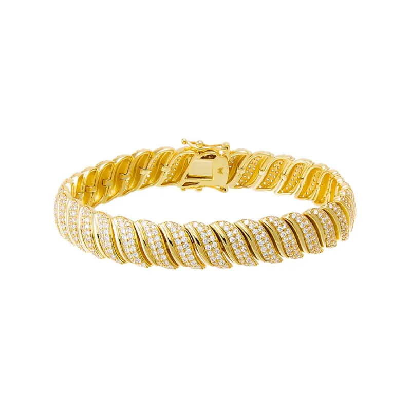 Fancy Pave Tennis Link Bracelet sold by Adina Eden's