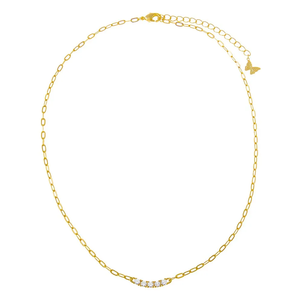 CZ Bar Paperclip Necklace sold by Adina Eden's