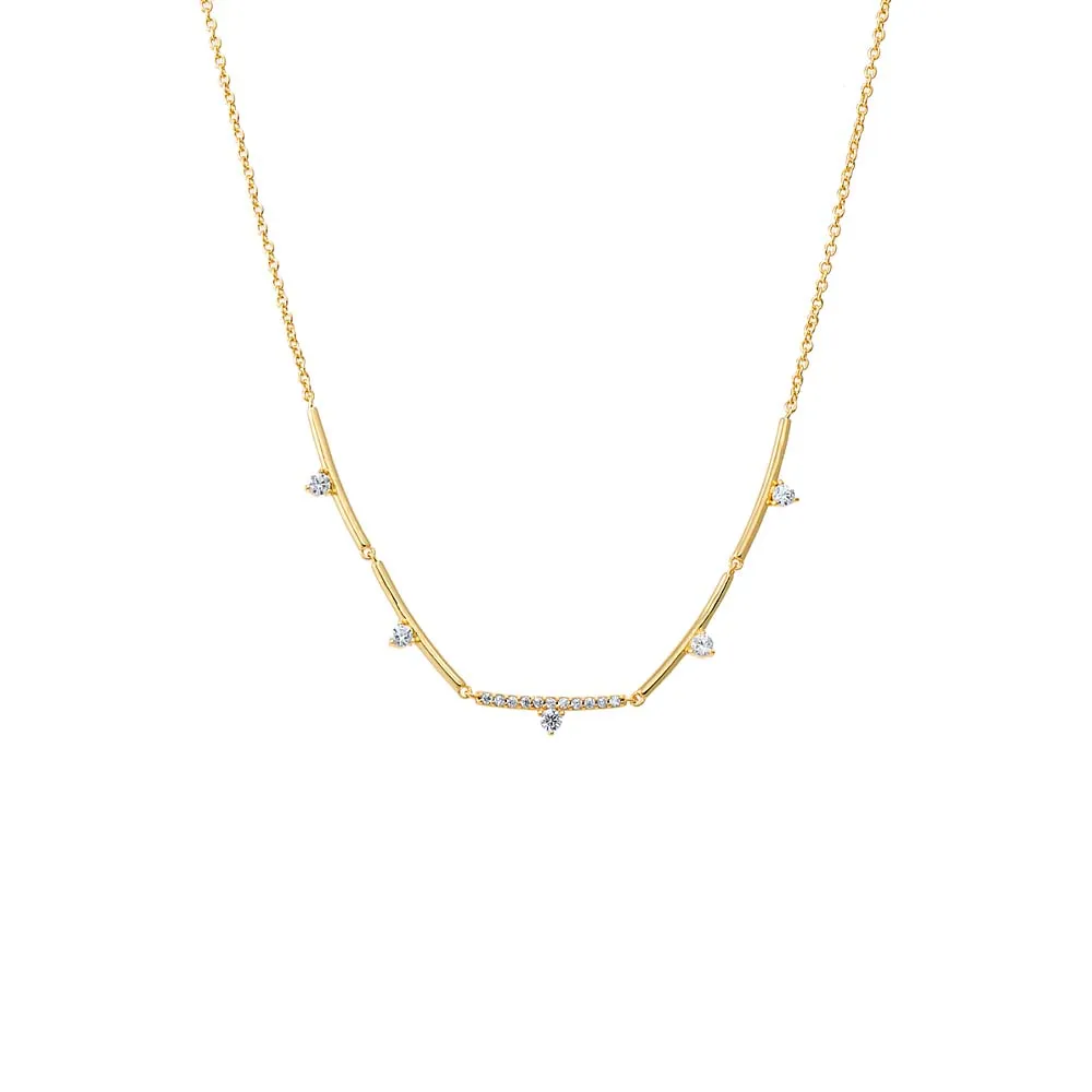 CZ Accented Bar Chain Necklace sold by Adina Eden's