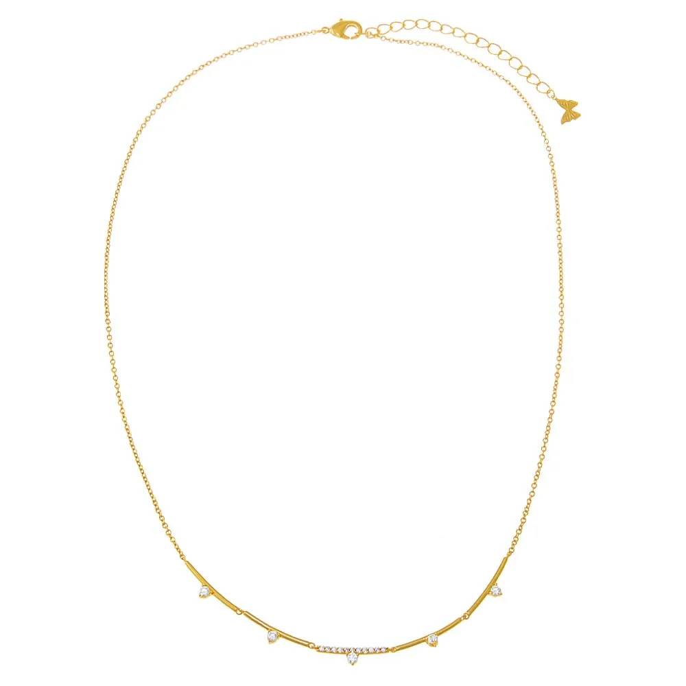 CZ Accented Bar Chain Necklace sold by Adina Eden's product image thumbnail 2