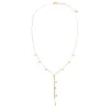 Dangling Solid Ball X Pearl Lariat Necklace sold by Adina Eden's