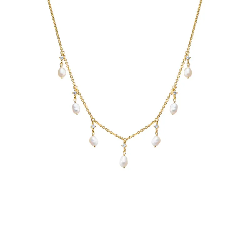 CZ X Pearl Shaker Necklace sold by Adina Eden's