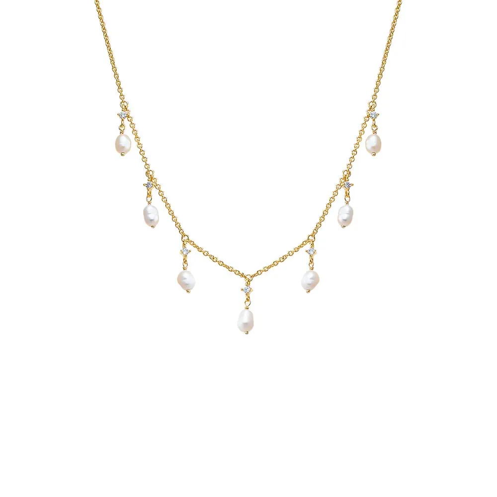 CZ X Pearl Shaker Necklace sold by Adina Eden's