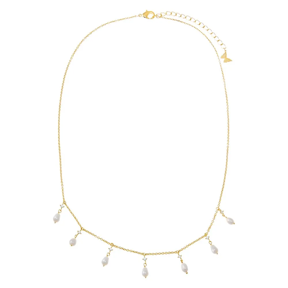 CZ X Pearl Shaker Necklace sold by Adina Eden's product image thumbnail 2