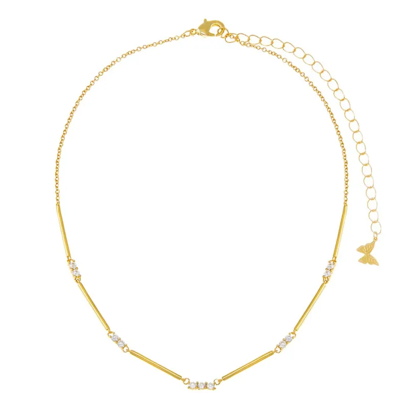 CZ X Bar Chain Necklace sold by Adina Eden's