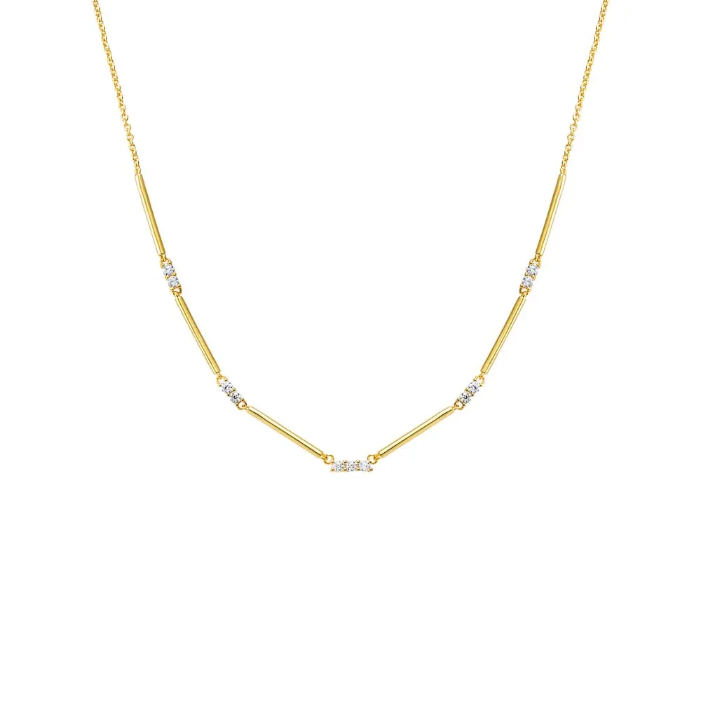 CZ X Bar Chain Necklace sold by Adina Eden's product image thumbnail 2