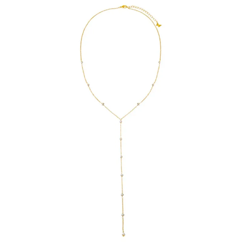 Pearl Embedded Lariat Necklace sold by Adina Eden's
