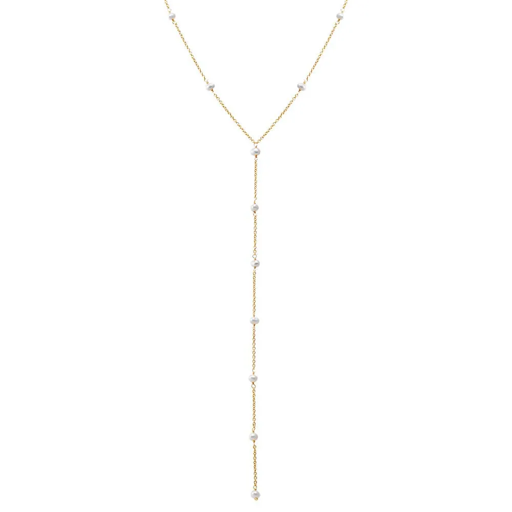 Pearl Embedded Lariat Necklace sold by Adina Eden's product image thumbnail 2