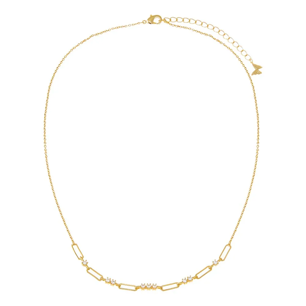 CZ Scattered Paperclip Necklace sold by Adina Eden's product image thumbnail 2