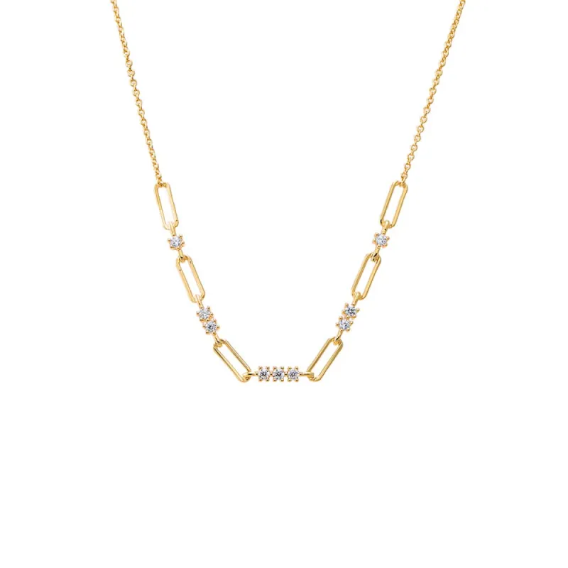 CZ Scattered Paperclip Necklace sold by Adina Eden's
