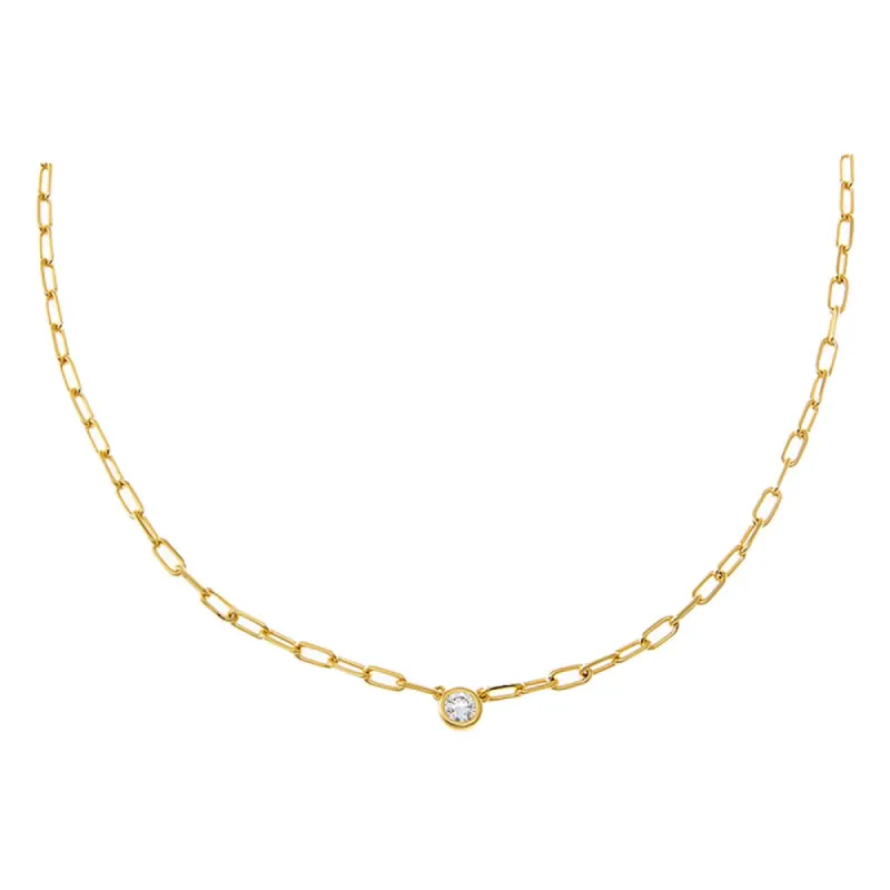 CZ Bezel Paperclip Choker sold by Adina Eden's