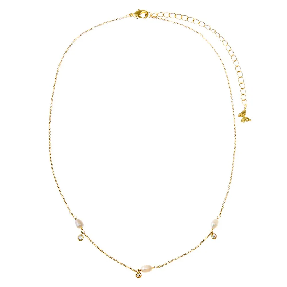 Dainty Pearl X CZ Necklace sold by Adina Eden's product image thumbnail 2