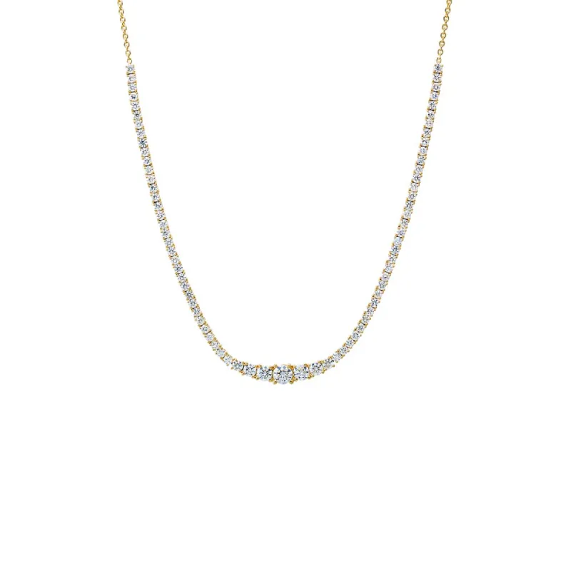Lab Grown Diamond Graduated Accent Tennis Necklace 14K sold by Adina Eden's