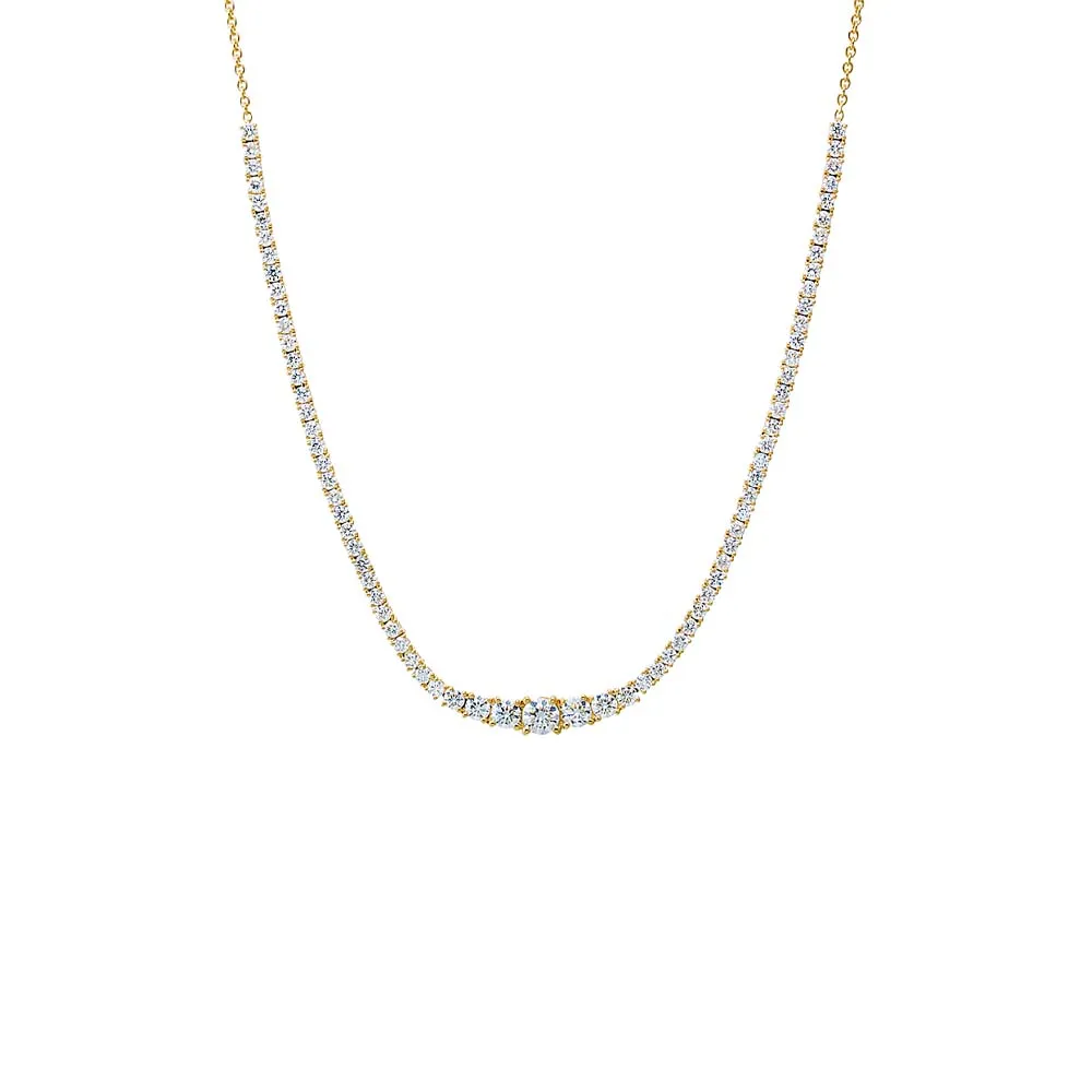 Lab Grown Diamond Graduated Accent Tennis Necklace 14K sold by Adina Eden's