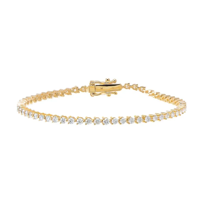 Lab Grown Diamond Three Prong Tennis Bracelet 14K sold by Adina Eden's