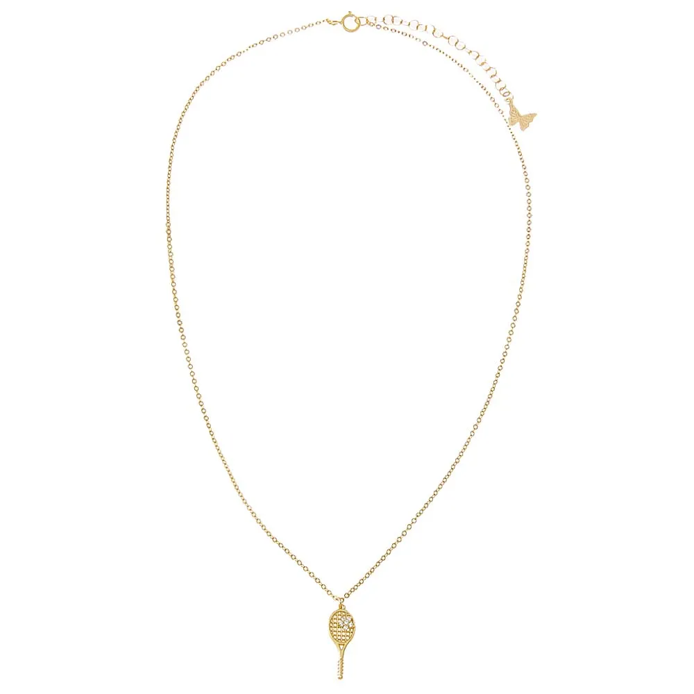 Mini CZ Flower Tennis Racket Pendant Necklace sold by Adina Eden's