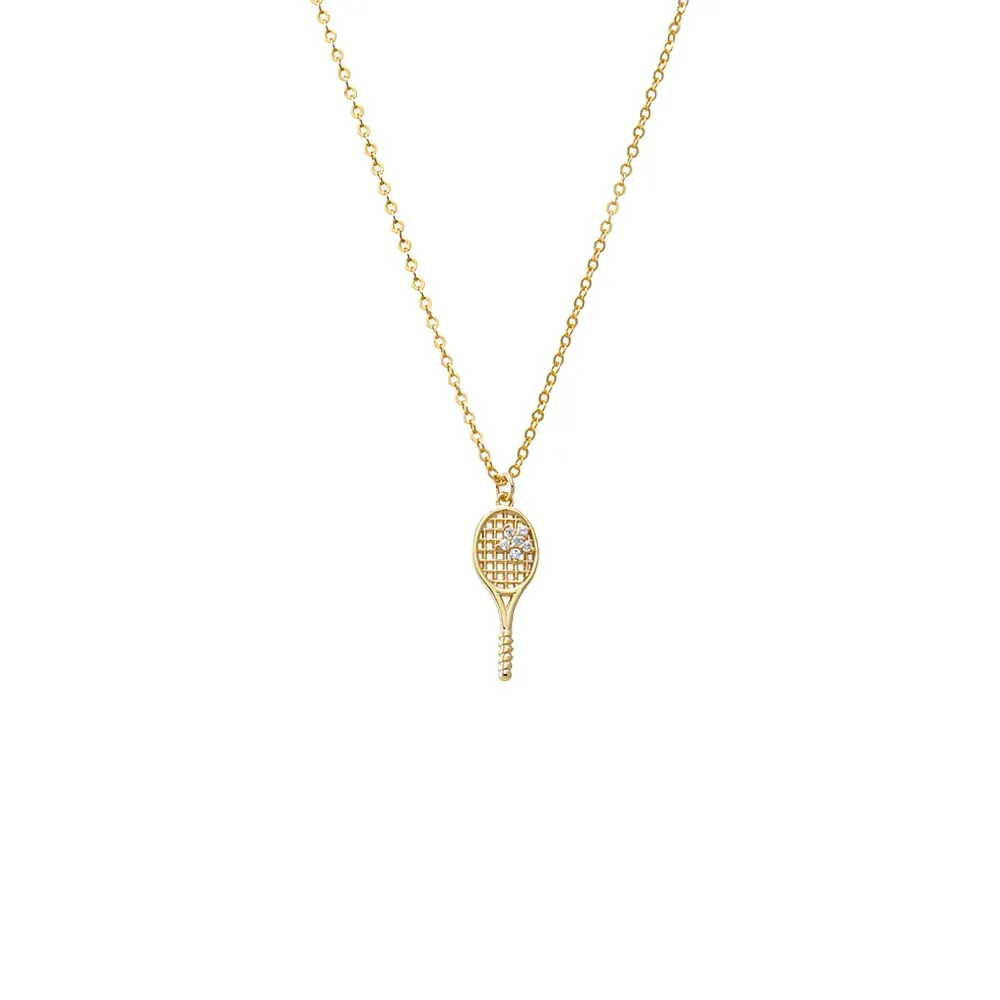 Mini CZ Flower Tennis Racket Pendant Necklace sold by Adina Eden's product image thumbnail 2