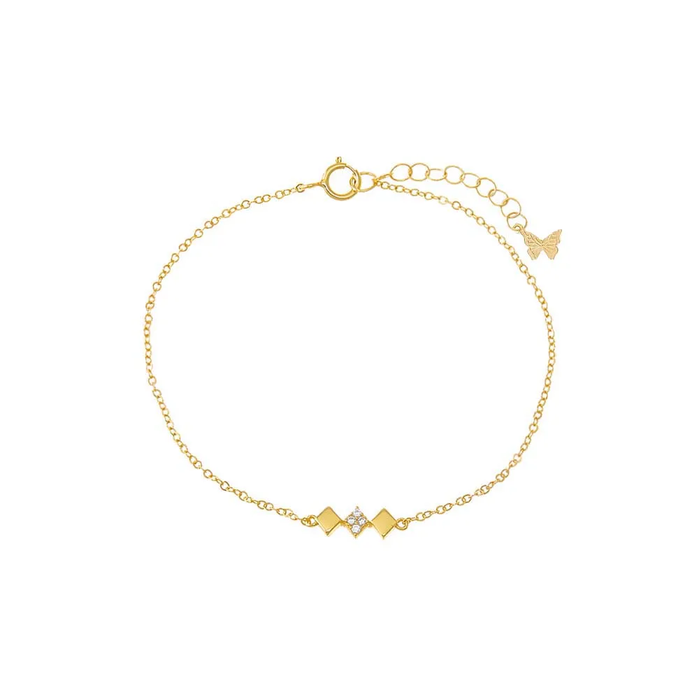 Solid/Pave Triple Diamond Shape Bar Bracelet sold by Adina Eden's