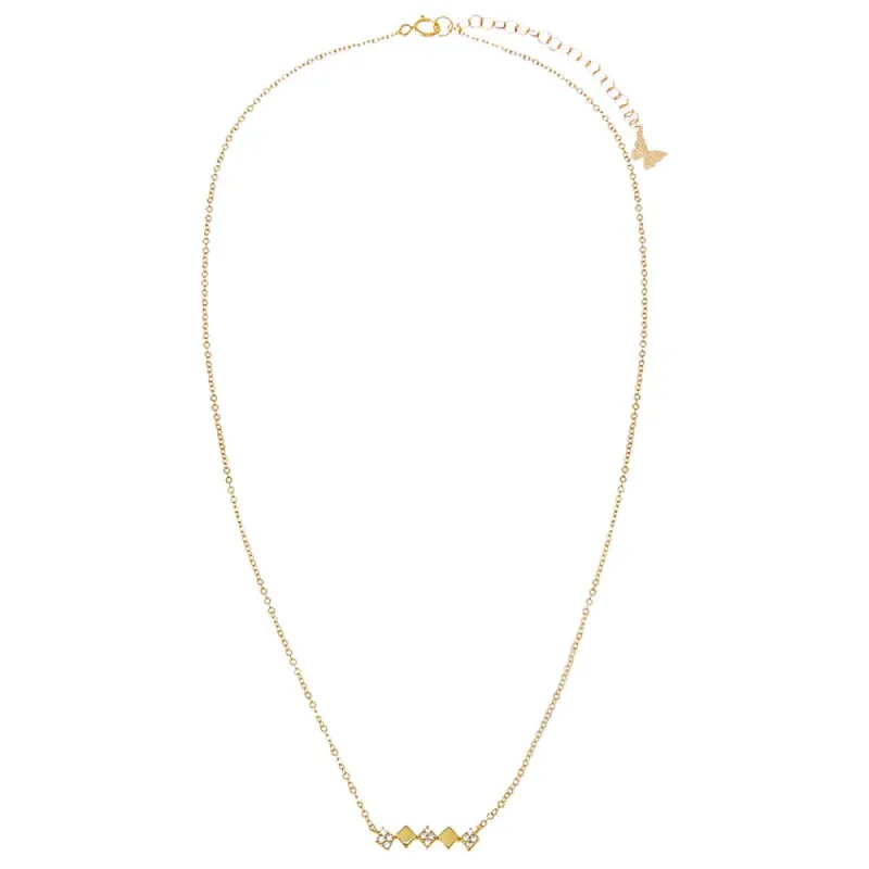 Solid/Pave Diamond Shape Bar Necklace sold by Adina Eden's