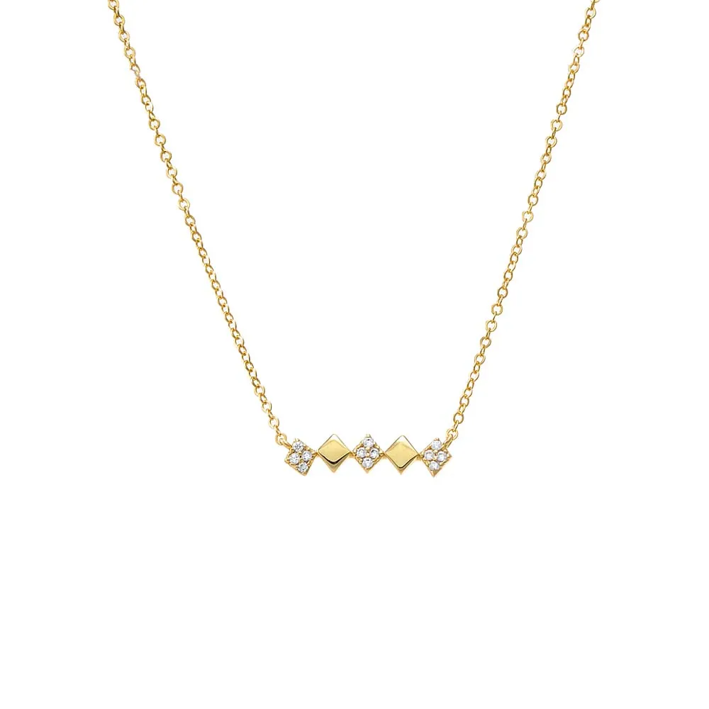 Solid/Pave Diamond Shape Bar Necklace sold by Adina Eden's product image thumbnail 2