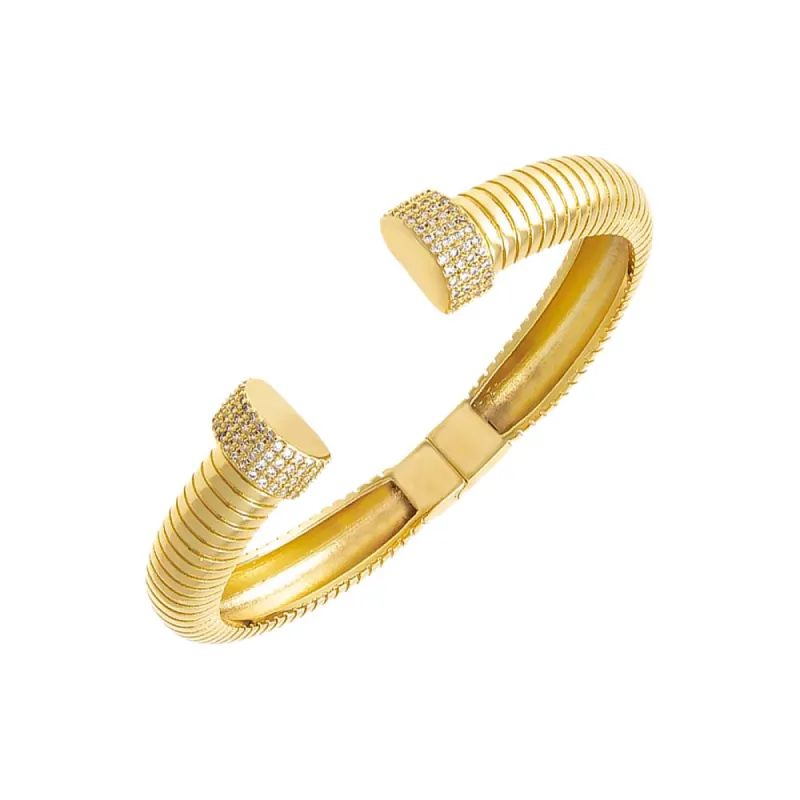 Pave Open Claw Ridged Bangle Bracelet sold by Adina Eden's