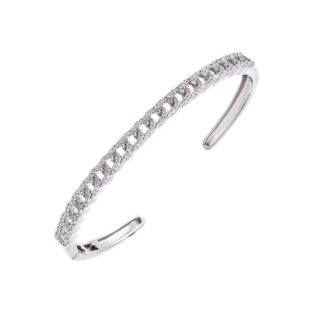 Pave Cuban Link Open Bangle Bracelet sold by Adina Eden's product image thumbnail 2