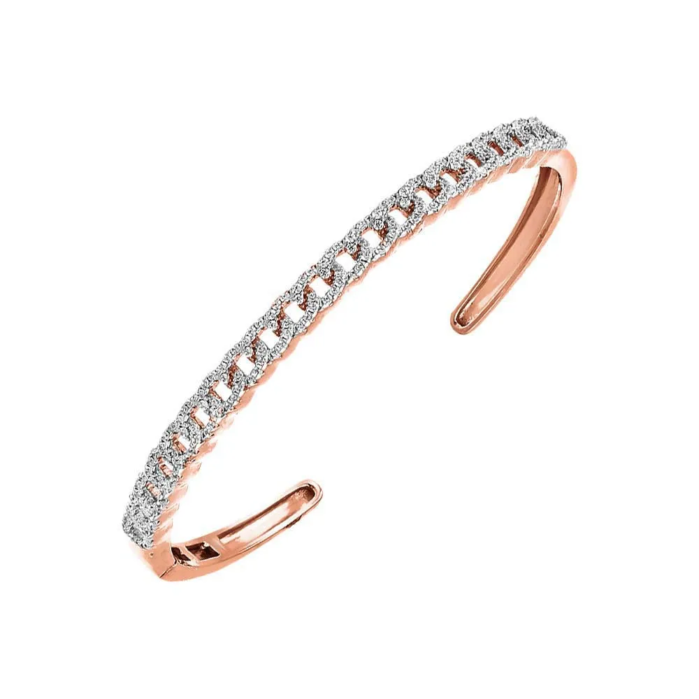 Pave Cuban Link Open Bangle Bracelet sold by Adina Eden's product image thumbnail 4