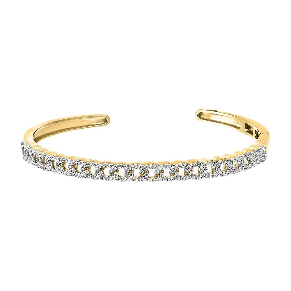Pave Cuban Link Open Bangle Bracelet sold by Adina Eden's product image thumbnail 3