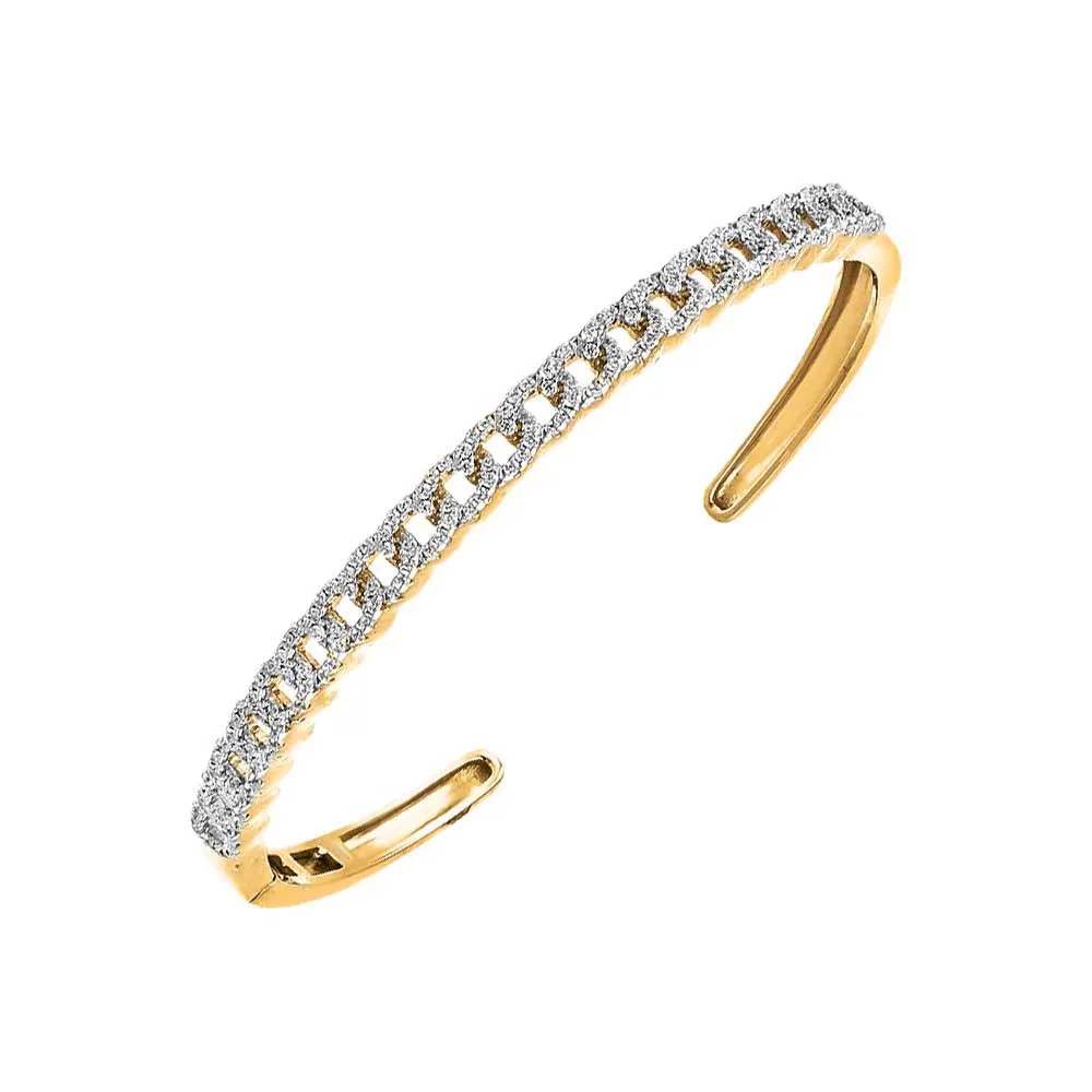 Pave Cuban Link Open Bangle Bracelet sold by Adina Eden's