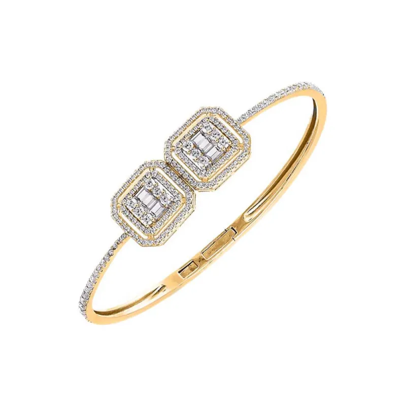 lllusion CZ X Baguette Double Charm Bangle Bracelet sold by Adina Eden's