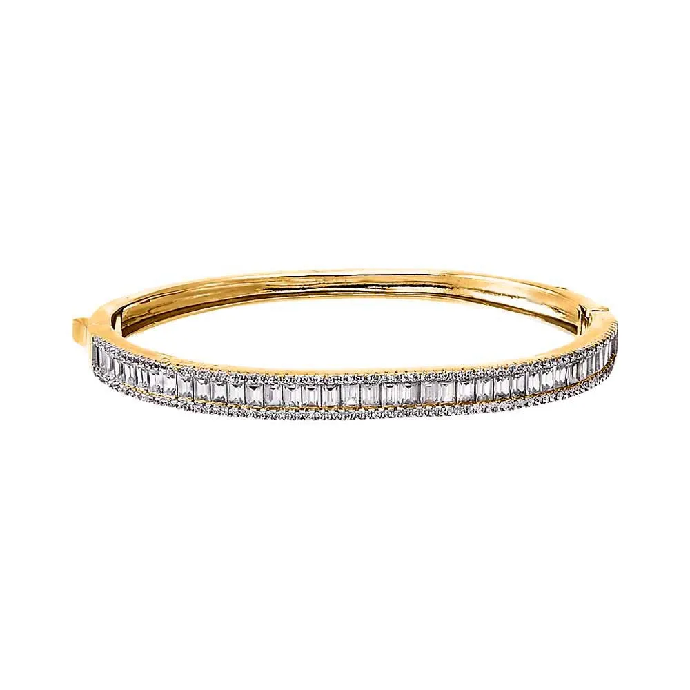 Pave X Baguette Tennis Bangle Bracelet sold by Adina Eden's product image thumbnail 4