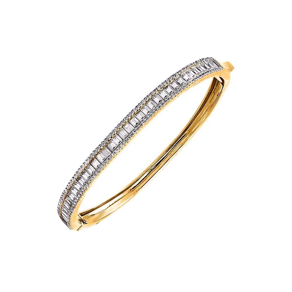 Pave X Baguette Tennis Bangle Bracelet sold by Adina Eden's