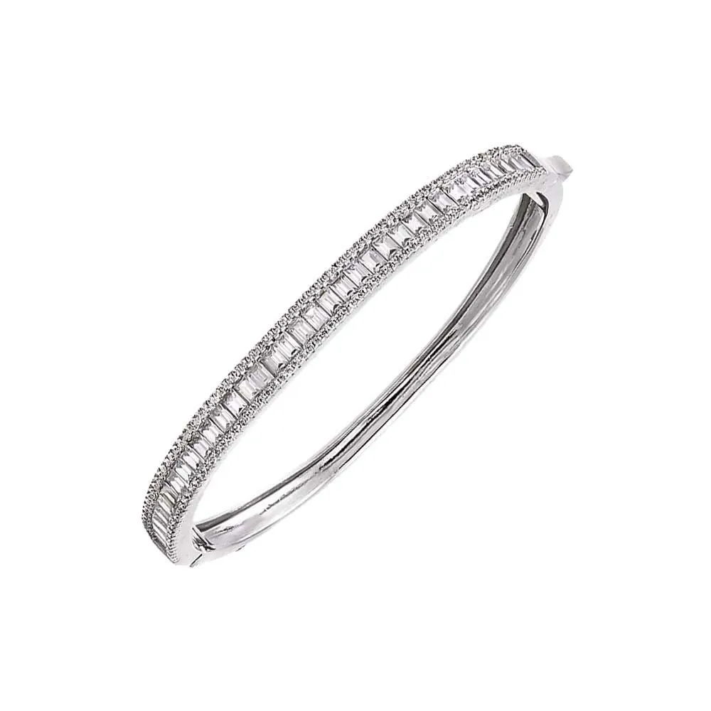 Pave X Baguette Tennis Bangle Bracelet sold by Adina Eden's product image thumbnail 3