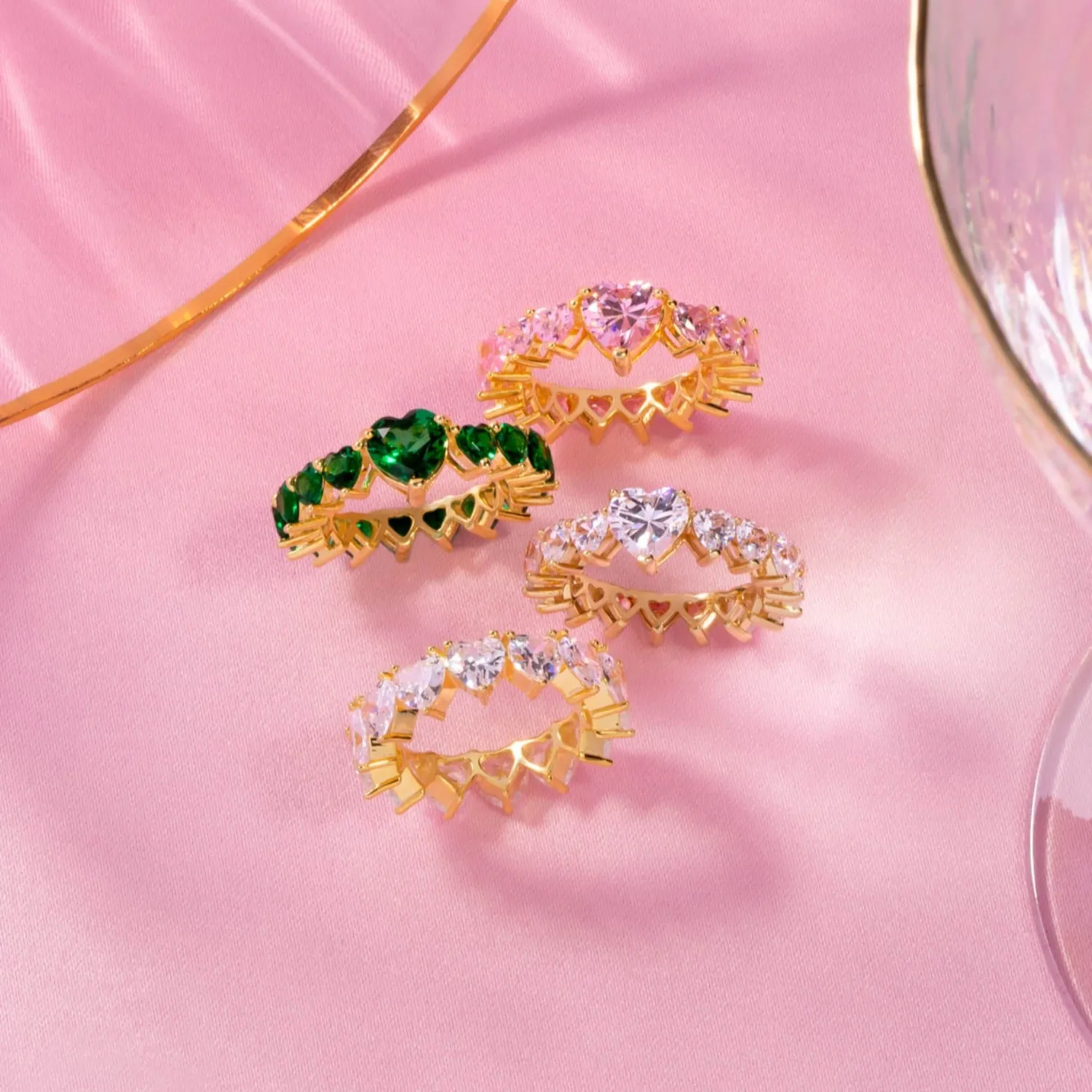 Multi CZ Heart Ring sold by Adina Eden's product image thumbnail 5