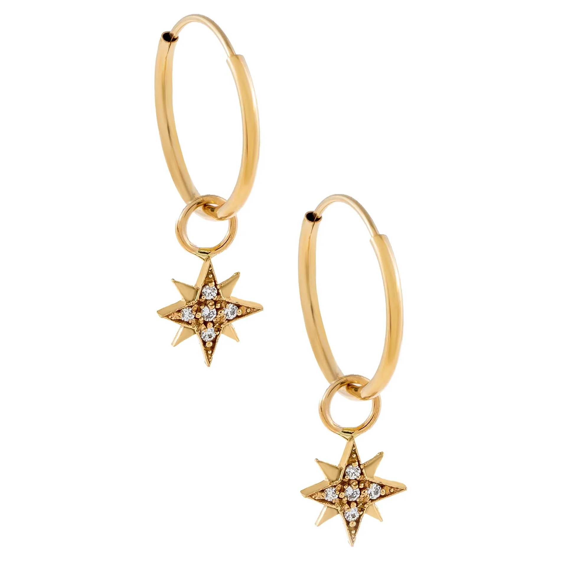 CZ Starburst Hoop Earring 14K sold by Adina Eden's