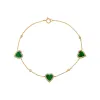 Triple Diamond Pave Colored Stone Heart Bracelet 14K sold by Adina Eden's