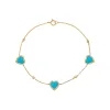 Triple Diamond Pave Colored Stone Heart Bracelet 14K sold by Adina Eden's