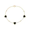 Triple Diamond Pave Colored Stone Heart Bracelet 14K sold by Adina Eden's