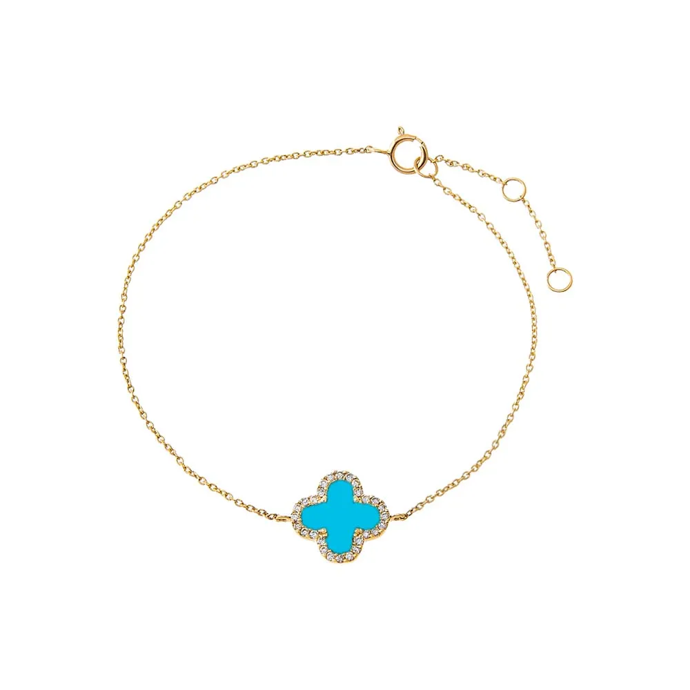 Diamond Pave Colored Stone Clover Bracelet 14K sold by Adina Eden's product image thumbnail 3