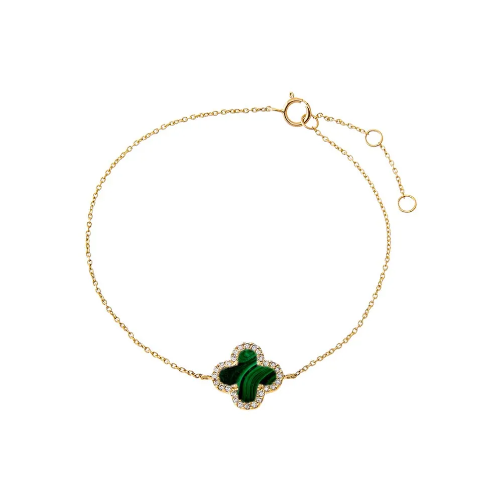 Diamond Pave Colored Stone Clover Bracelet 14K sold by Adina Eden's product image thumbnail 4