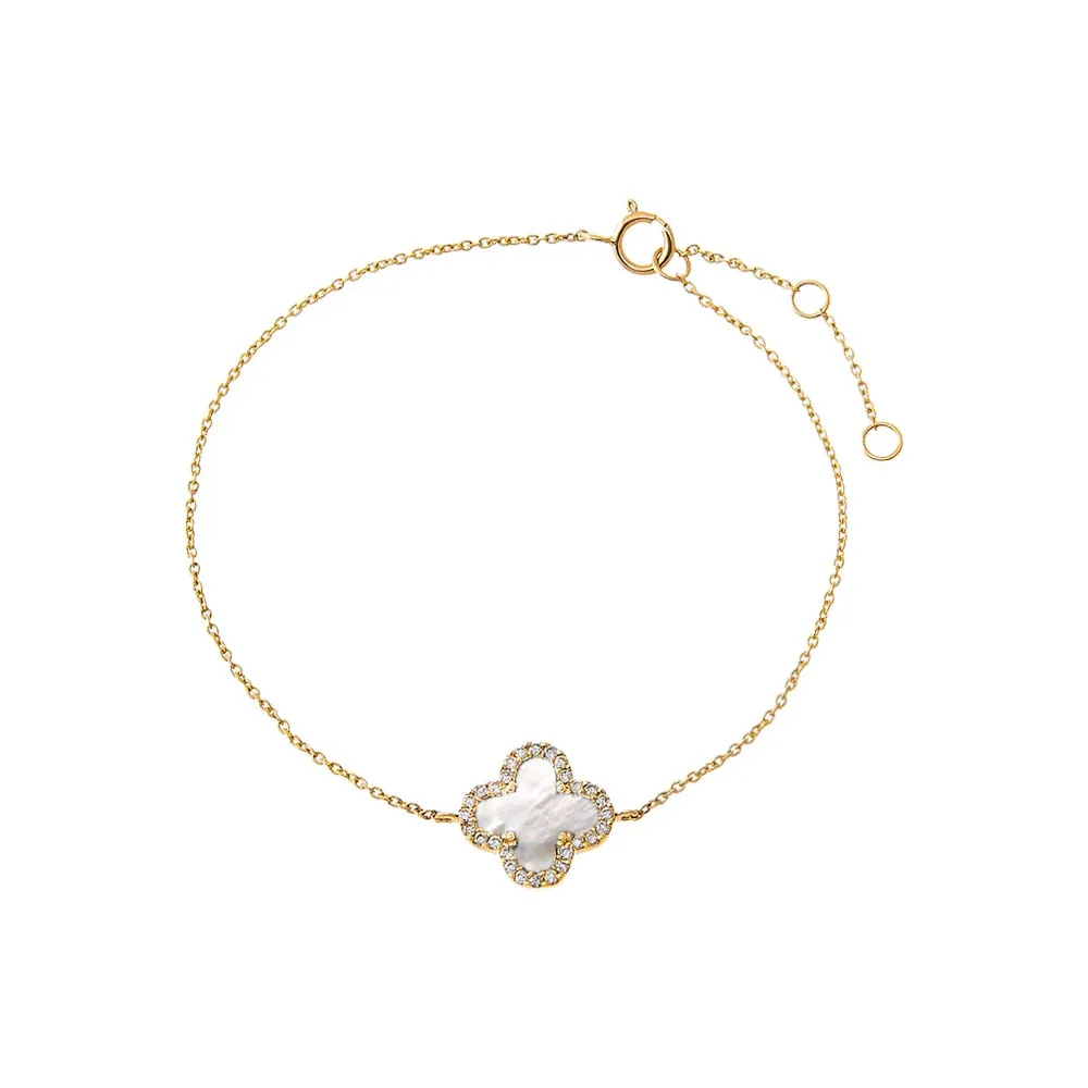 Diamond Pave Colored Stone Clover Bracelet 14K sold by Adina Eden's product image thumbnail 2