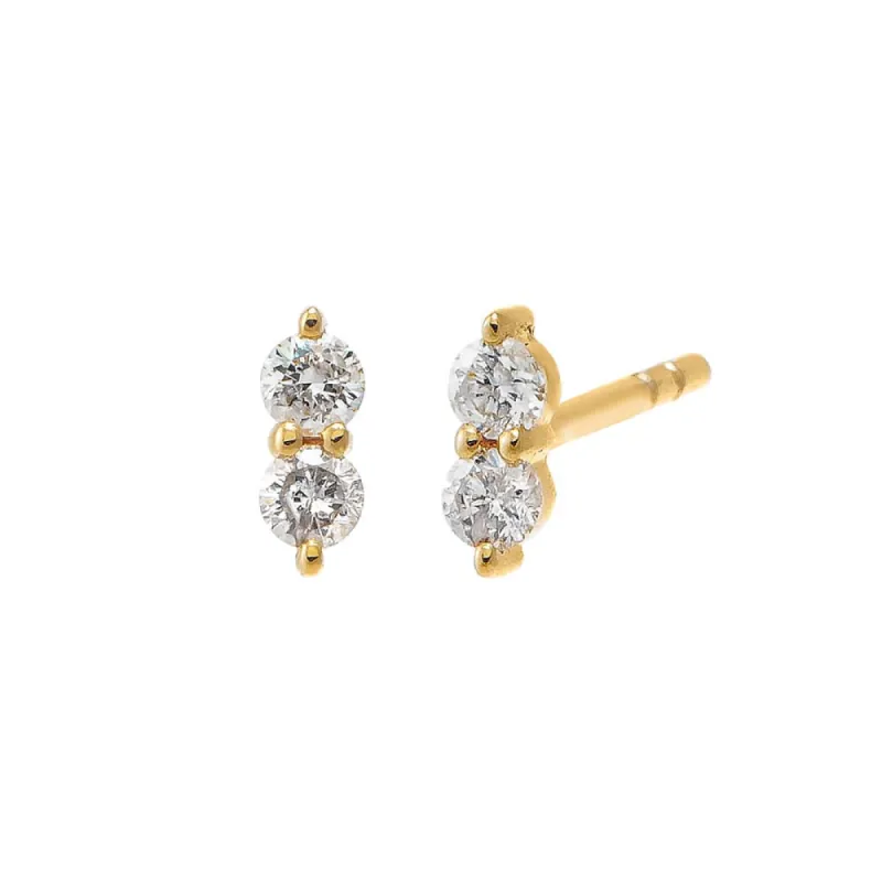 Double Diamond Mini Bar Stud Earring 14K sold by Adina Eden's