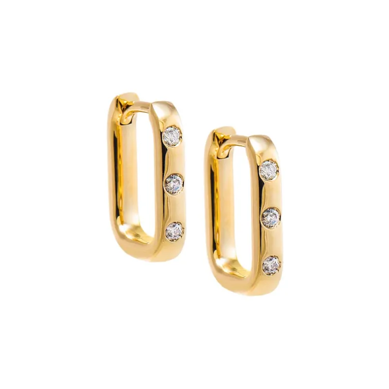 Diamond Scattered Paperclip Huggie Earring 14K sold by Adina Eden's