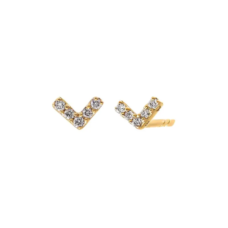 Diamond Pave V Stud Earring 14K sold by Adina Eden's