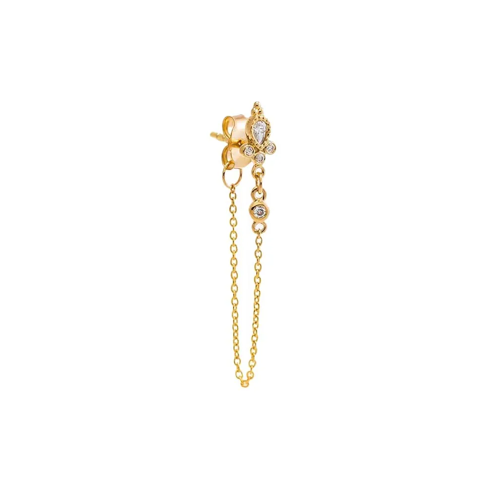 Diamond Bohemian Front Back Chain Stud Earring 14K sold by Adina Eden's product image thumbnail 2