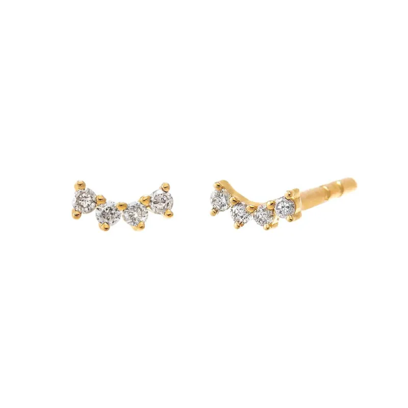 Mini Diamond Curved Bar Stud Earring 14K sold by Adina Eden's