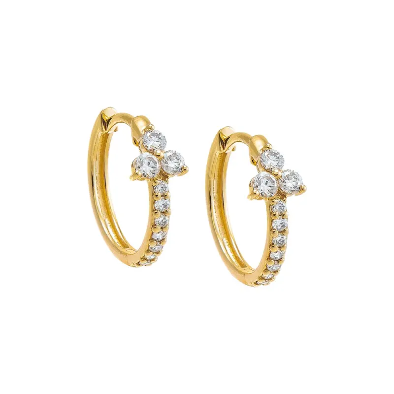 Diamond  Pave Trio Cluster Huggie Earring 14K sold by Adina Eden's