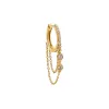 Double Diamond Solitaire Dangling Chain Huggie Earring 14K sold by Adina Eden's